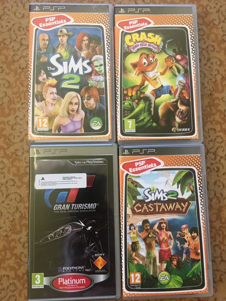 Gry PSP. Gran turismo. Sims. Crash.