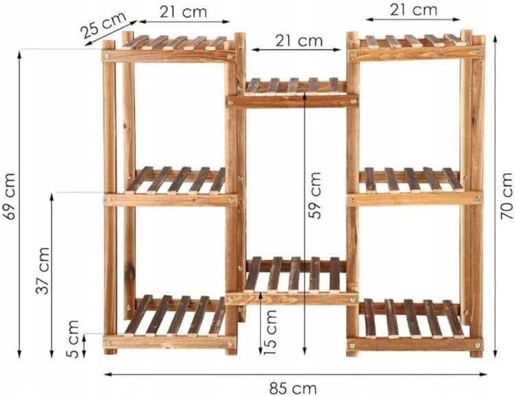 Stojak na kwiaty rośliny drewniany kwietnik 4 poziomowy regał + GRATIS