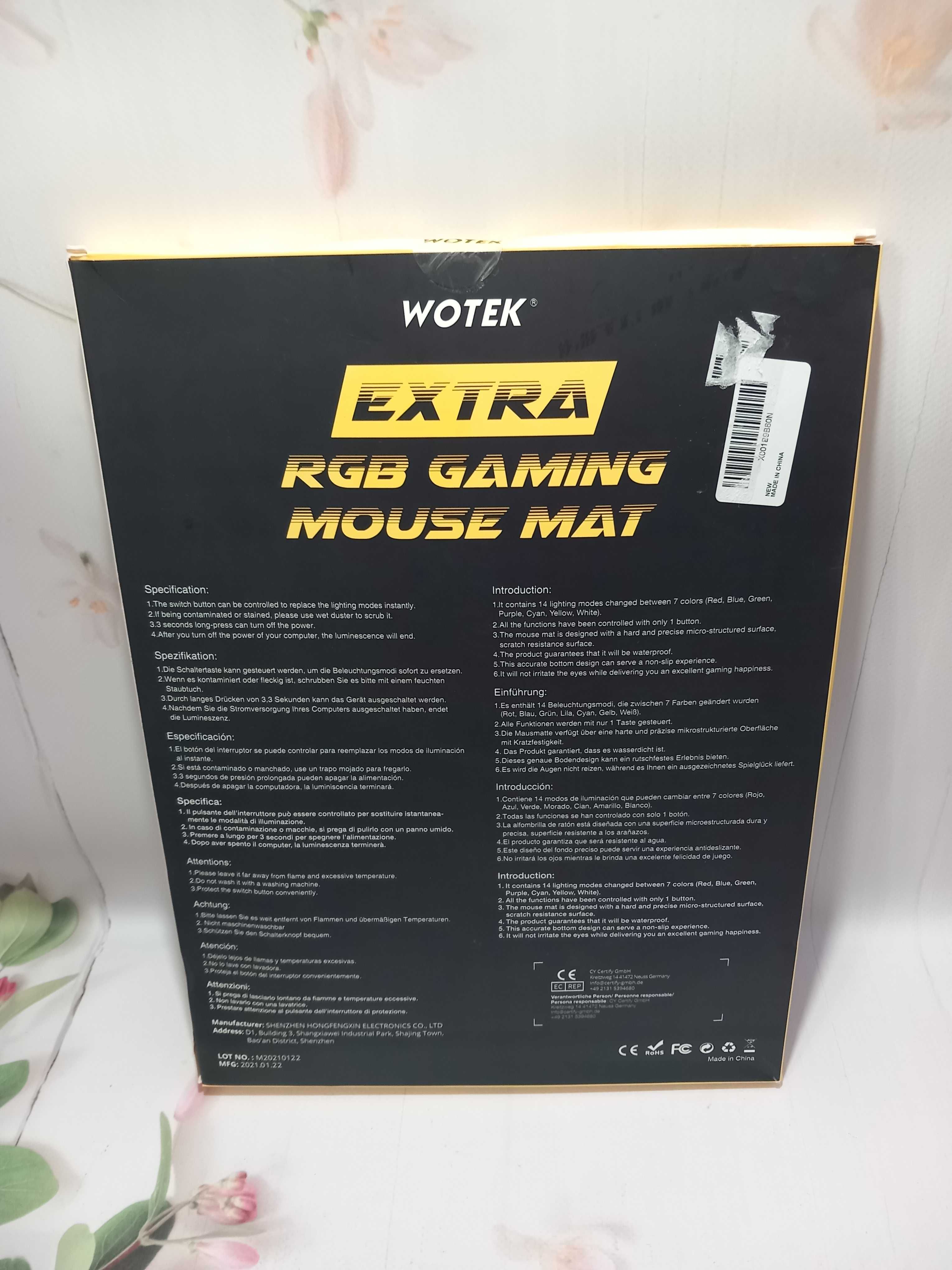 Gamingowa podkładka pod myszkę i klawiaturę dla graczy RGB LED