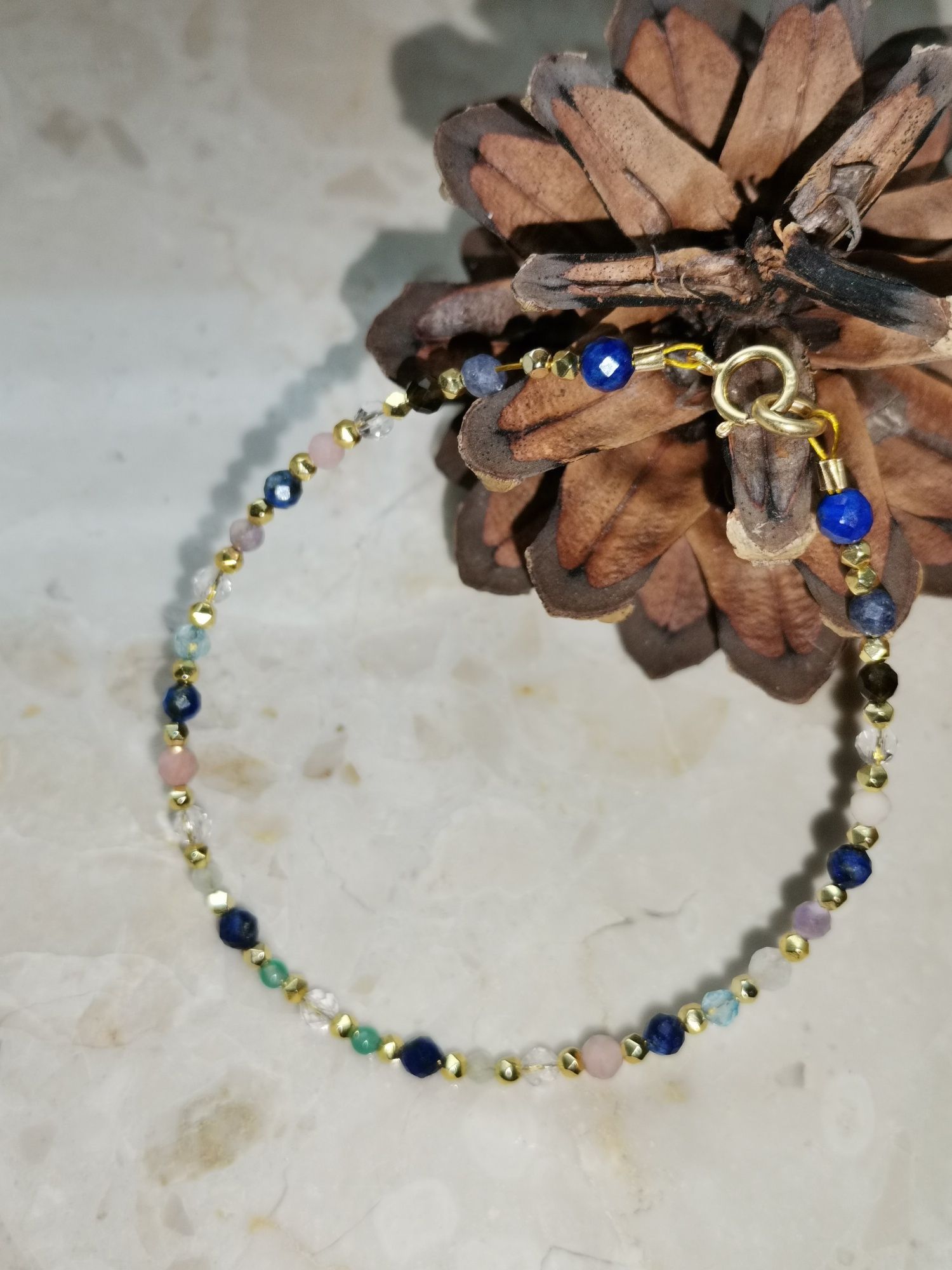 Bransoletka kamienie znak zodiaku strzelec lapis srebro 925 topaz opal