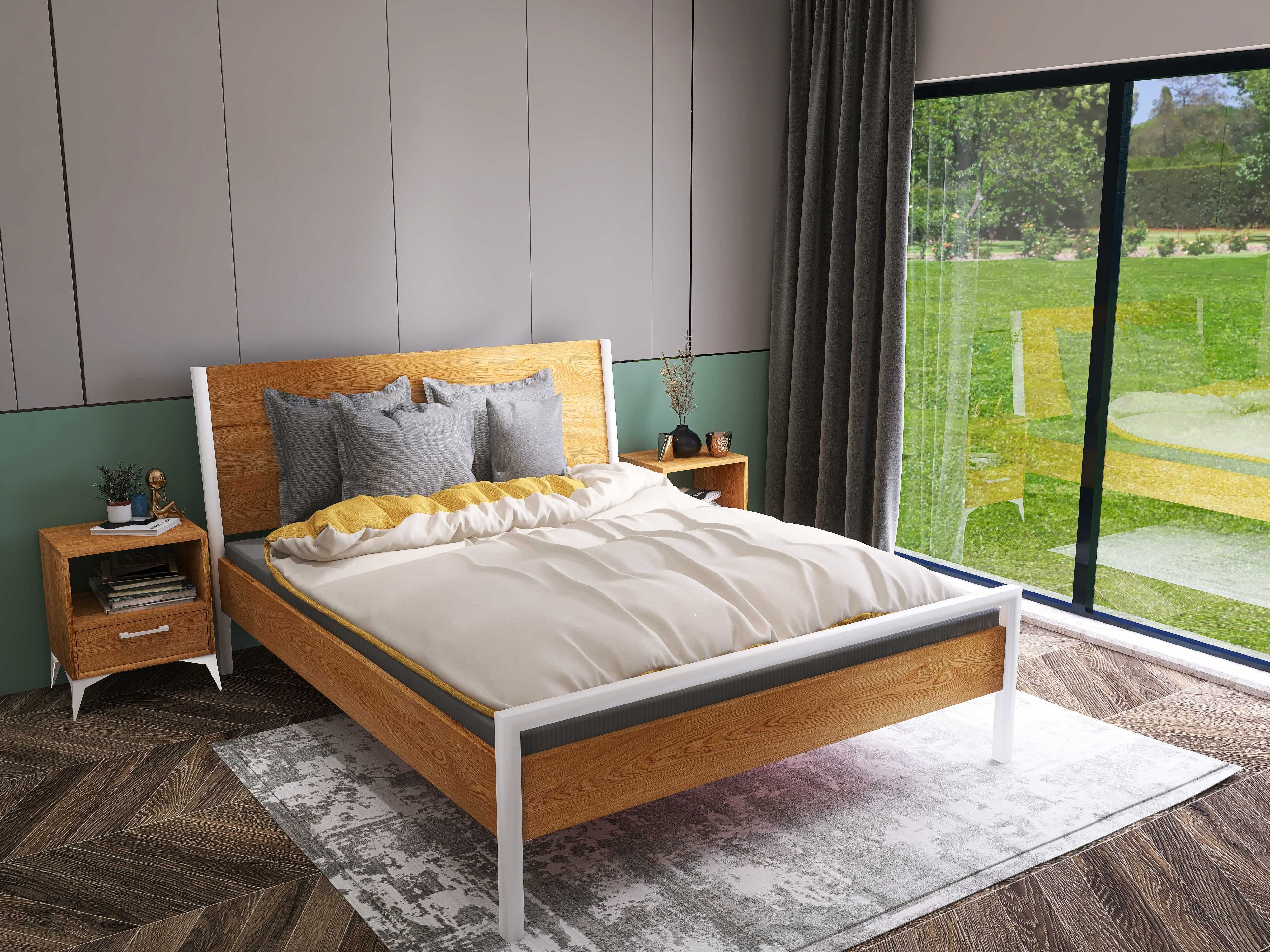 Łóżko drewniane, dębowe loft