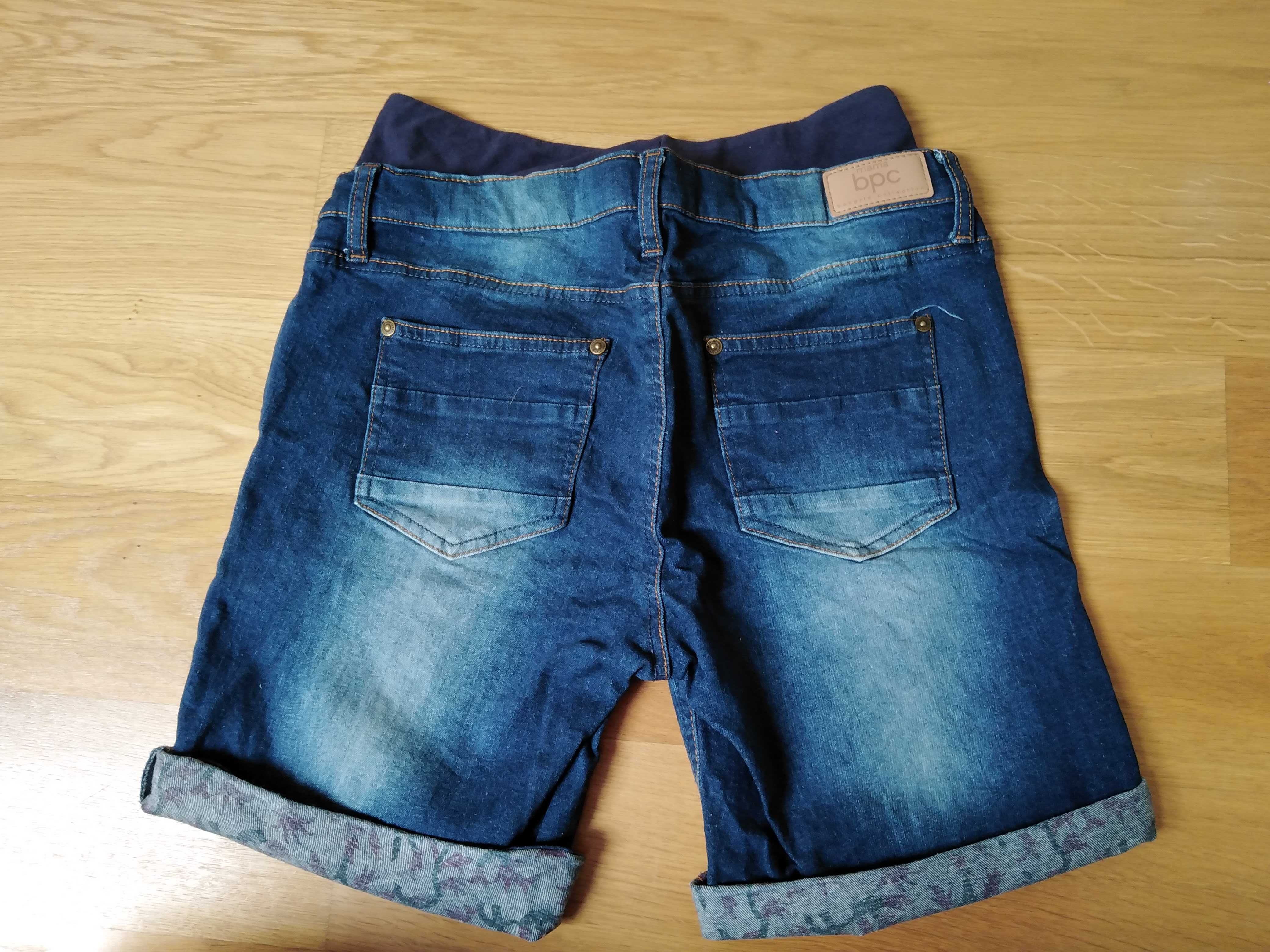 Ciążowe krótkie spodenki jeansowe, szorty 38