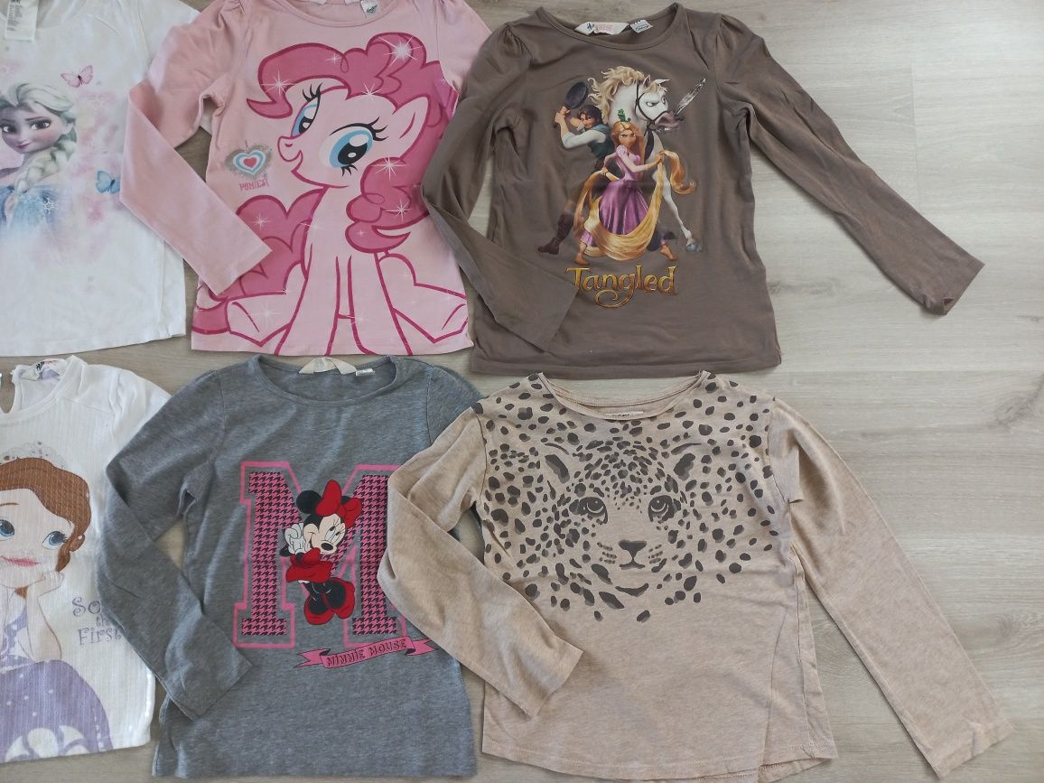 Bluzeczki długi rękaw 122/128 h&m disney