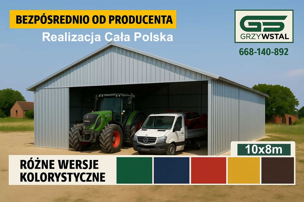 Garaż blaszany Grafit + Bramy | Duża Hala Magazyn Wiata   – GRZYWSTAL