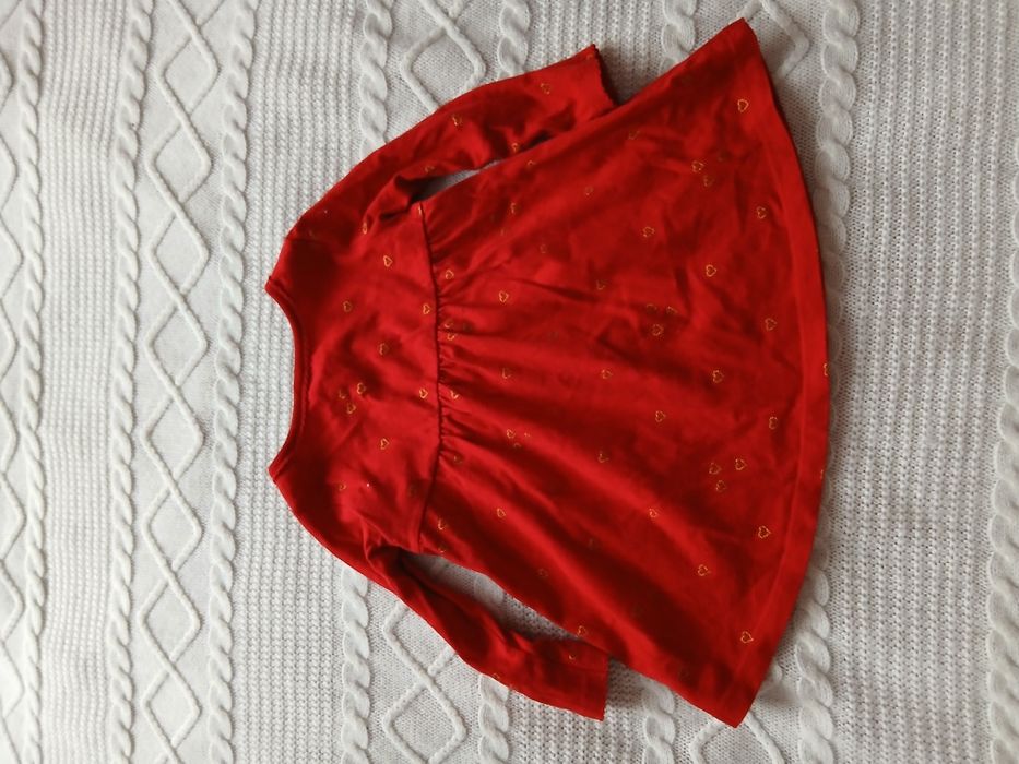 Czerwona bawełniana sukienka H&M na 80 cm