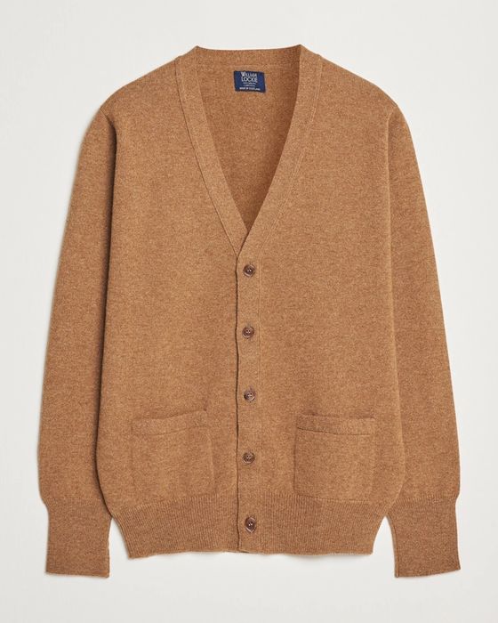 WILLIAM LOCKIE Rob Lambswool Cardigan Driftwood