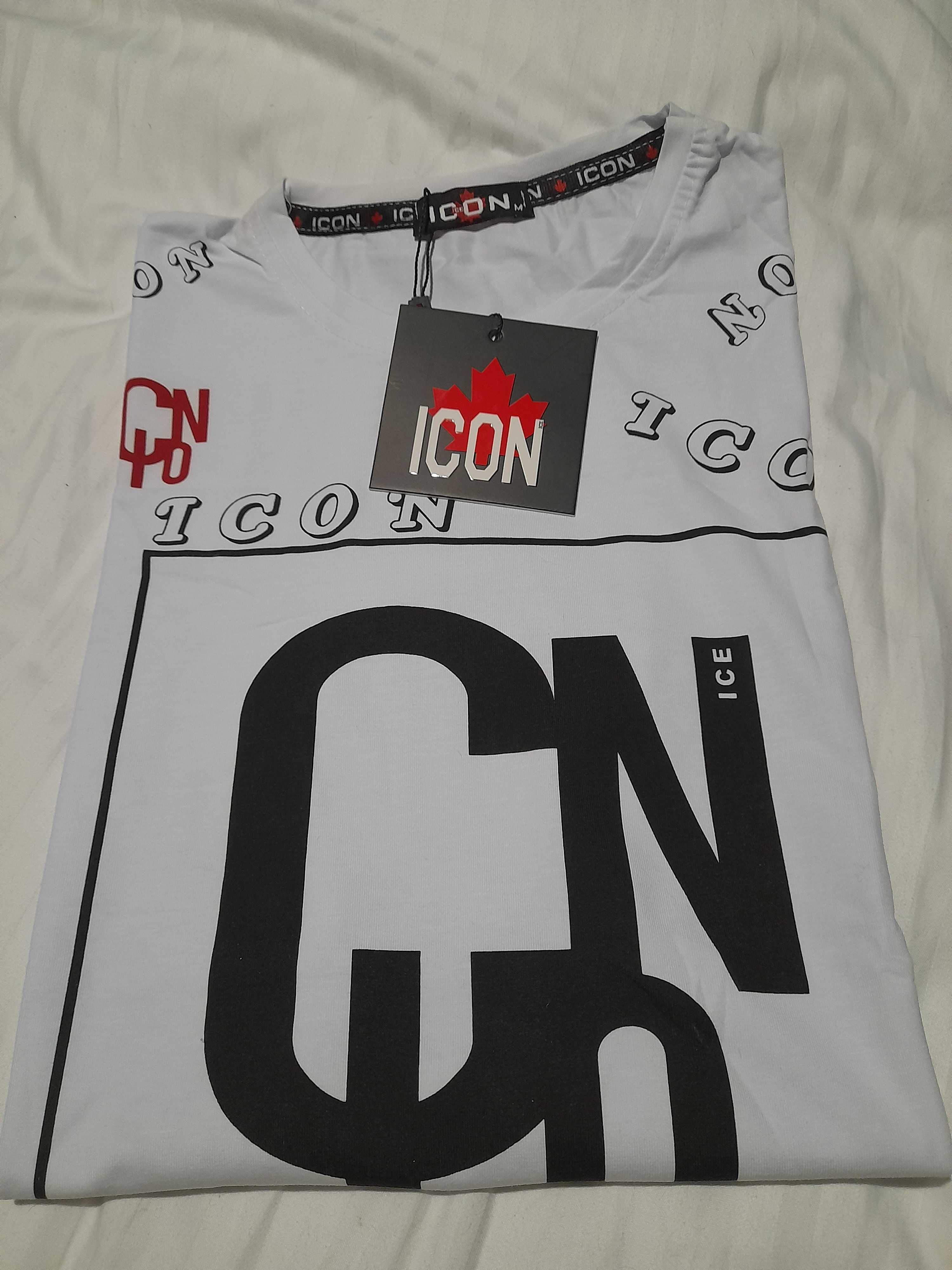 Tshirt męski logowany Icon r. M nowy bawełna biały