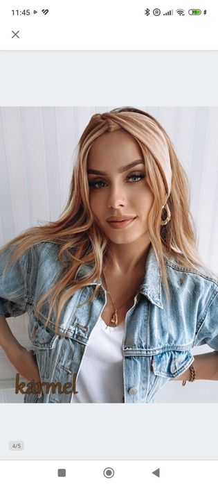 Opaska welurowa na uszy karmelowa