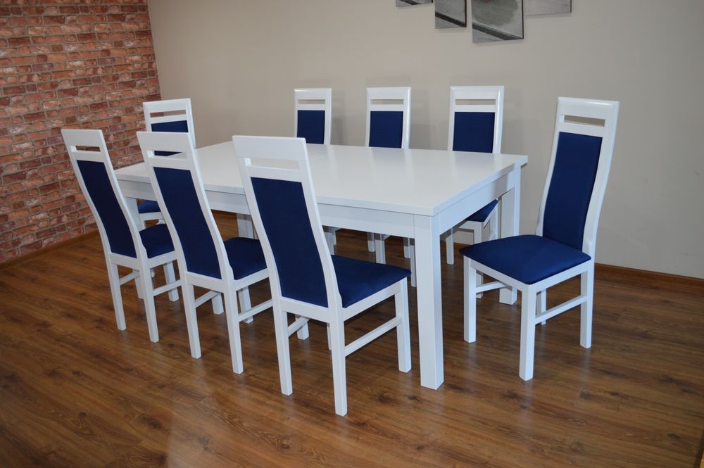 8 krzeseł stół 100/200 do 300 cm biały zestaw do Świąt wybór kolorów