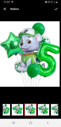 Balony nowe zestaw 5 urodziny Psi Patrol Rocky