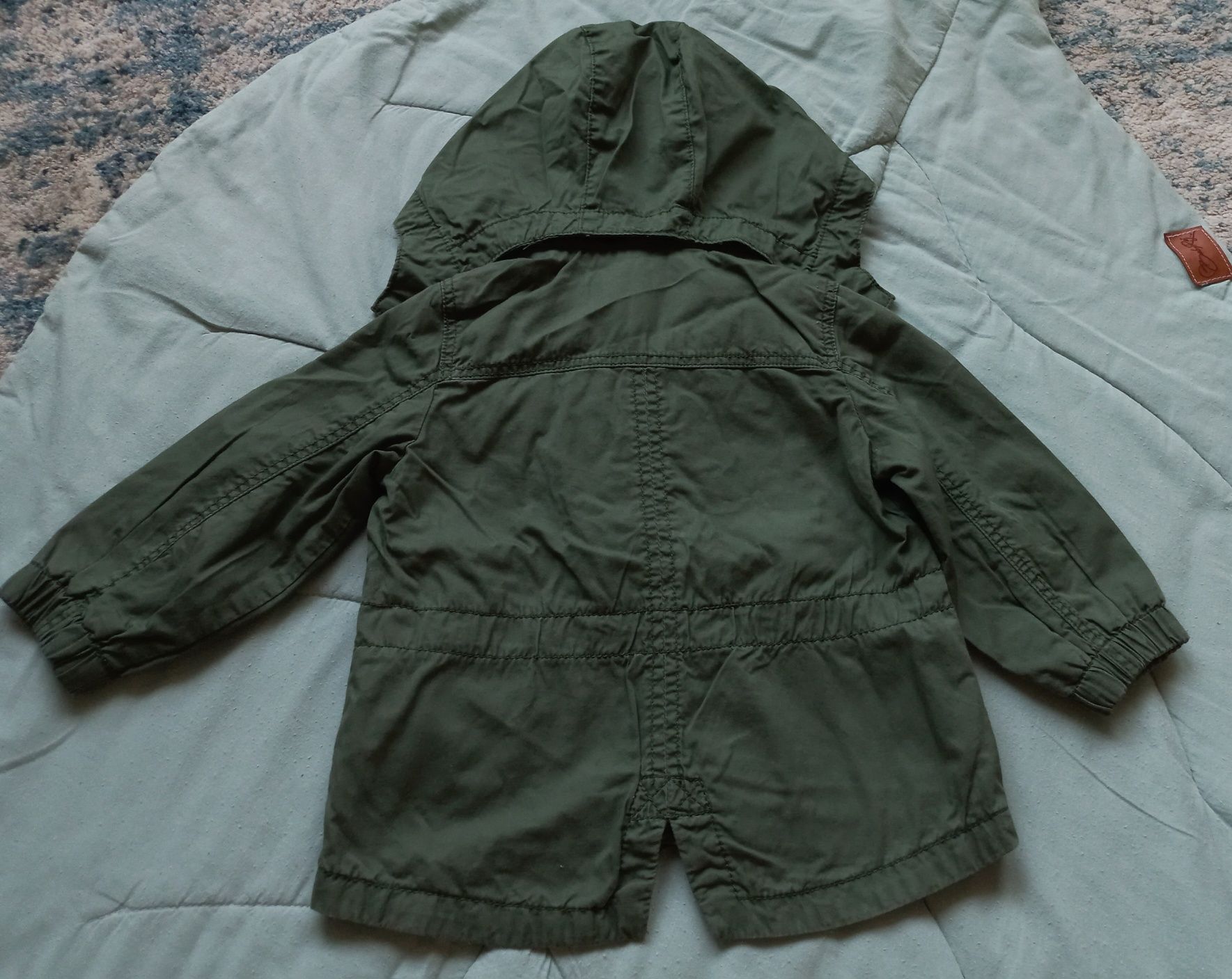 Parka kurtka H&M wiosenna/jesienna ciemnozielona, rozmiar 74