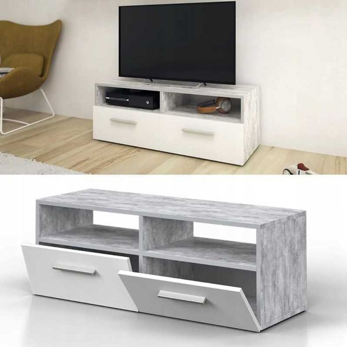 Regał szafka RTV pod TV Vicco Lowboard Diego 95x36x35cm biała beton