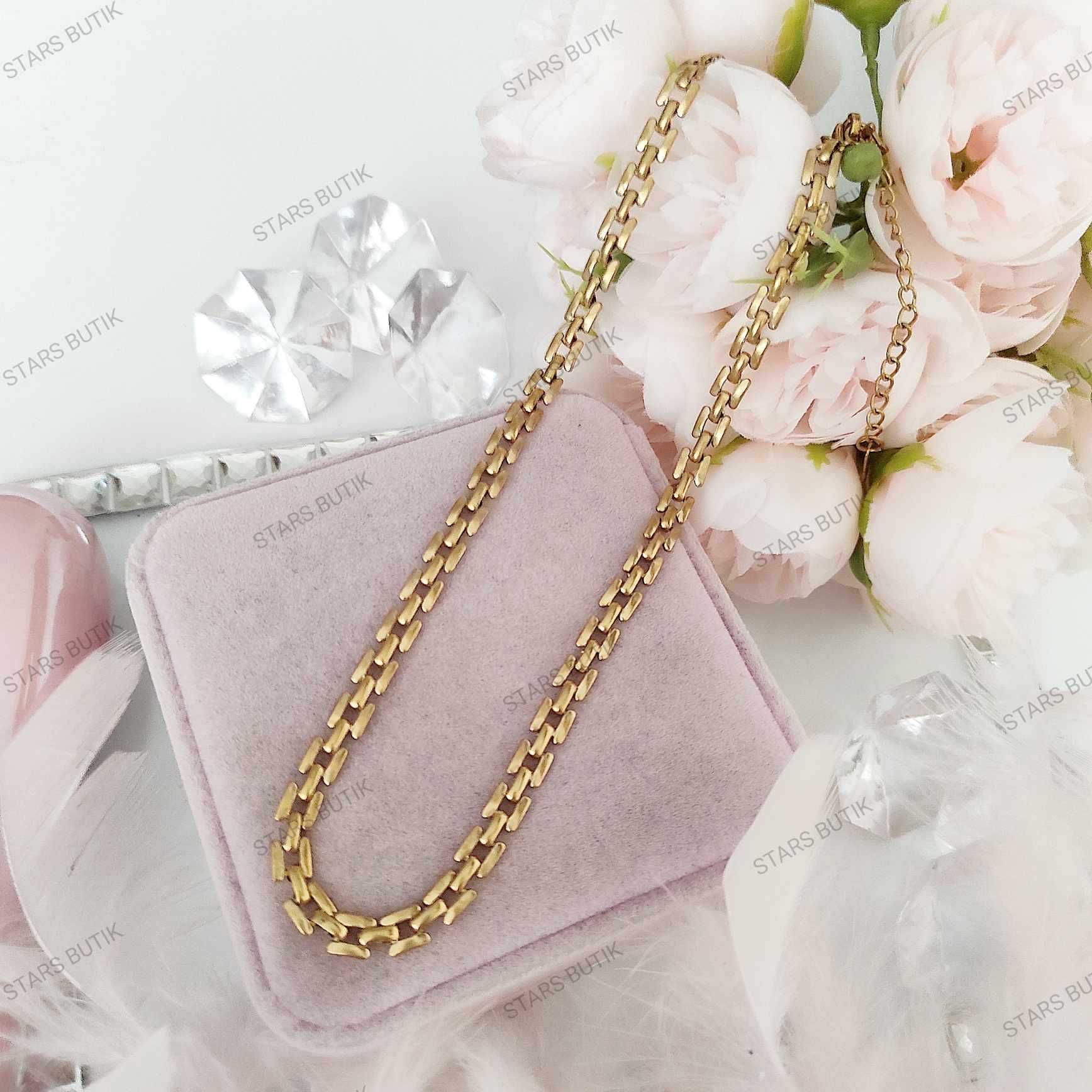 Piękny szeroki łańcuszek choker stal chirurgiczna 316L unikat