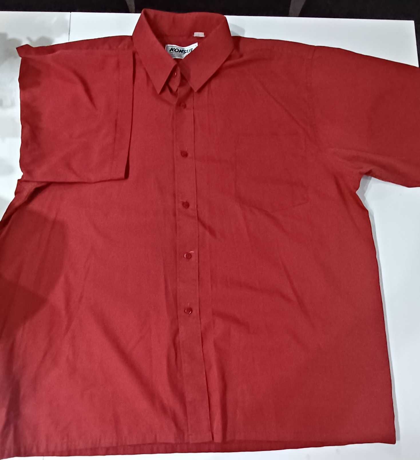 Koszula męska,krótki rękaw, Czerwona