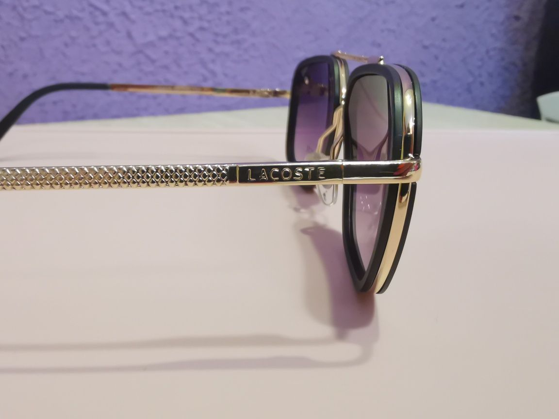 Okulary przeciwsłoneczne czarne złote LACOSTE unisex