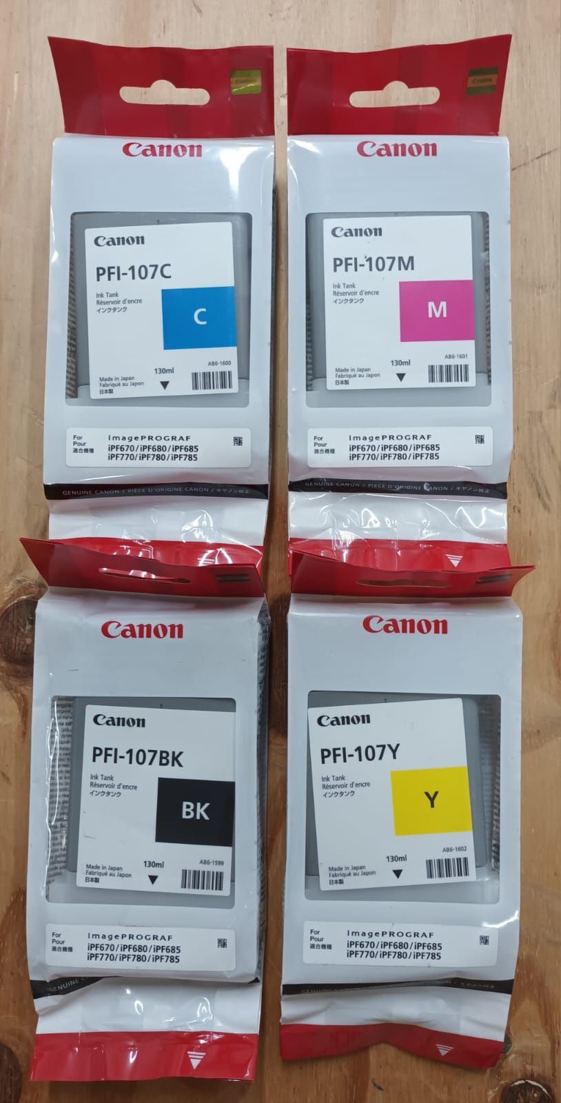 Tinteiros Canon PFI 107 BK,M,C,Y