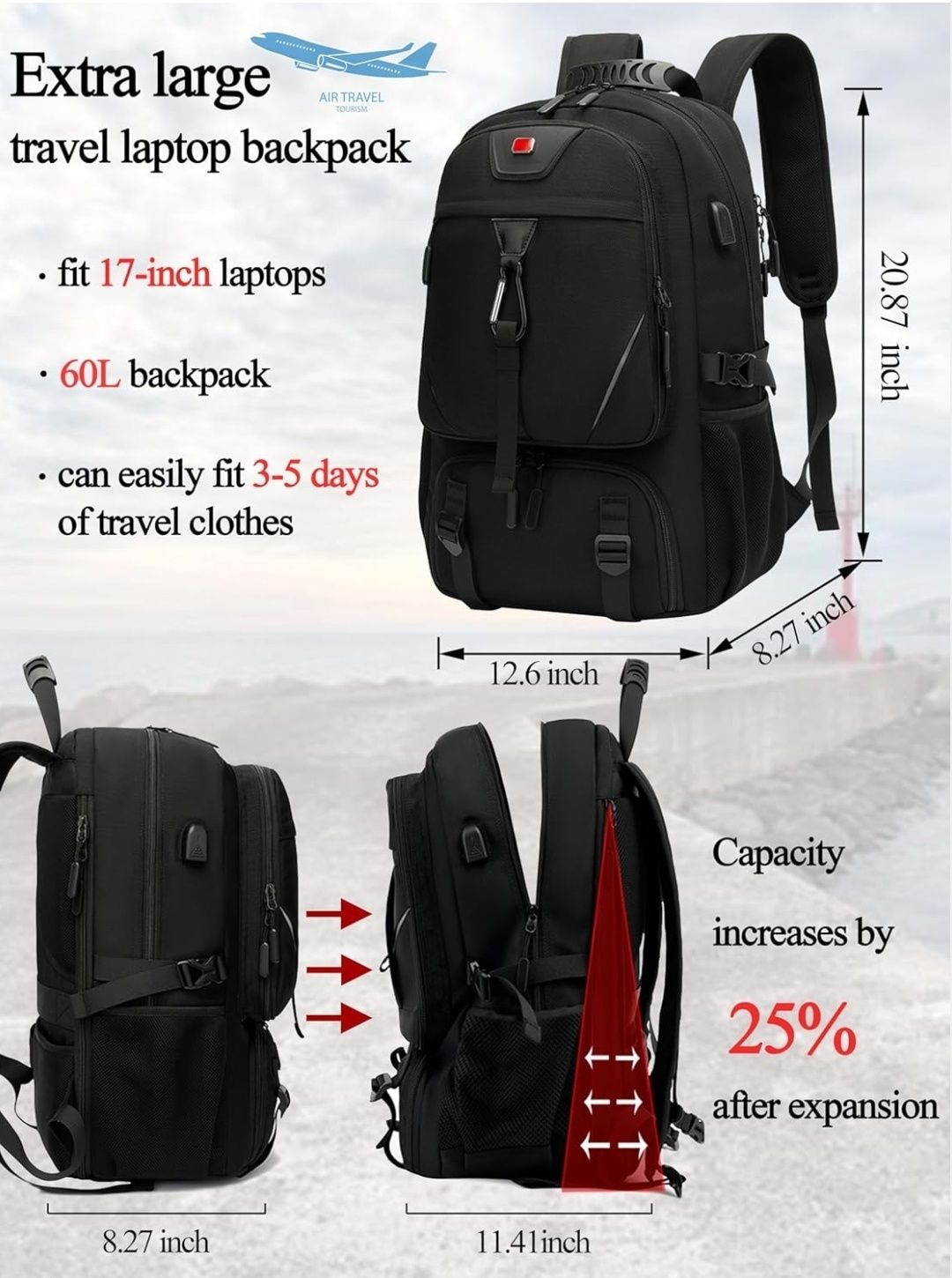 Дорожній рюкзак Heshi 60L