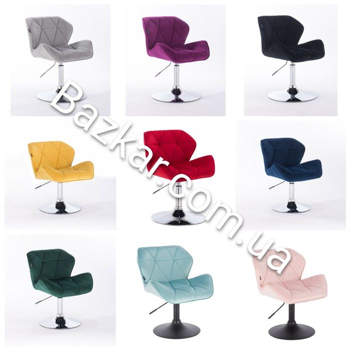 Парикмахерское кресло НС111 велюр, 3 типа опоры, 2 цвета опоры