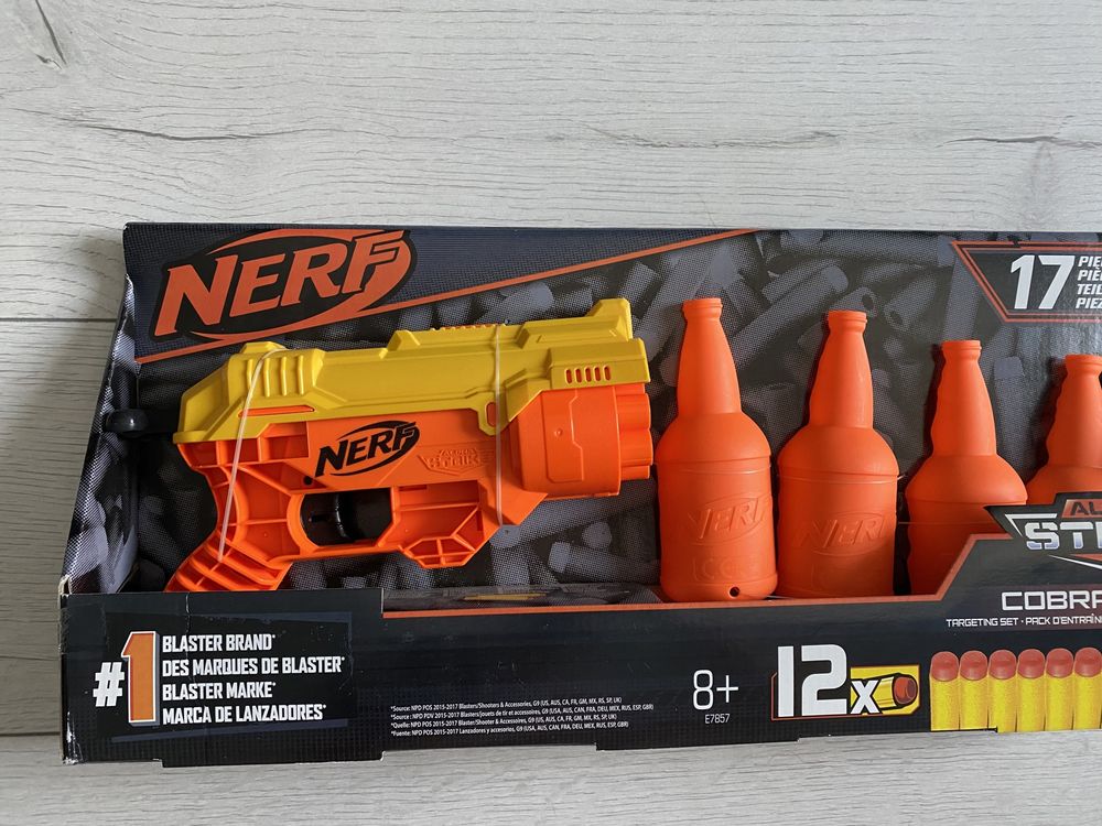 Nerf оригінал пістолет дитячий з патронами і цілями у вигляді бутилок