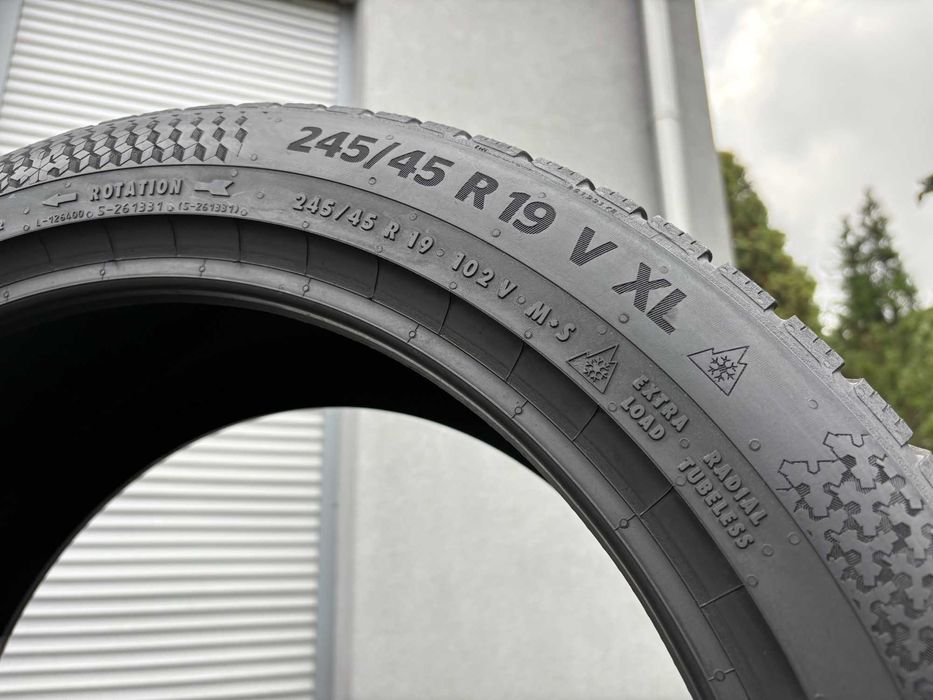 2szt zimowe 245/45R19 Continental 6,8mm 2022r świetny stan! Z924 gwar