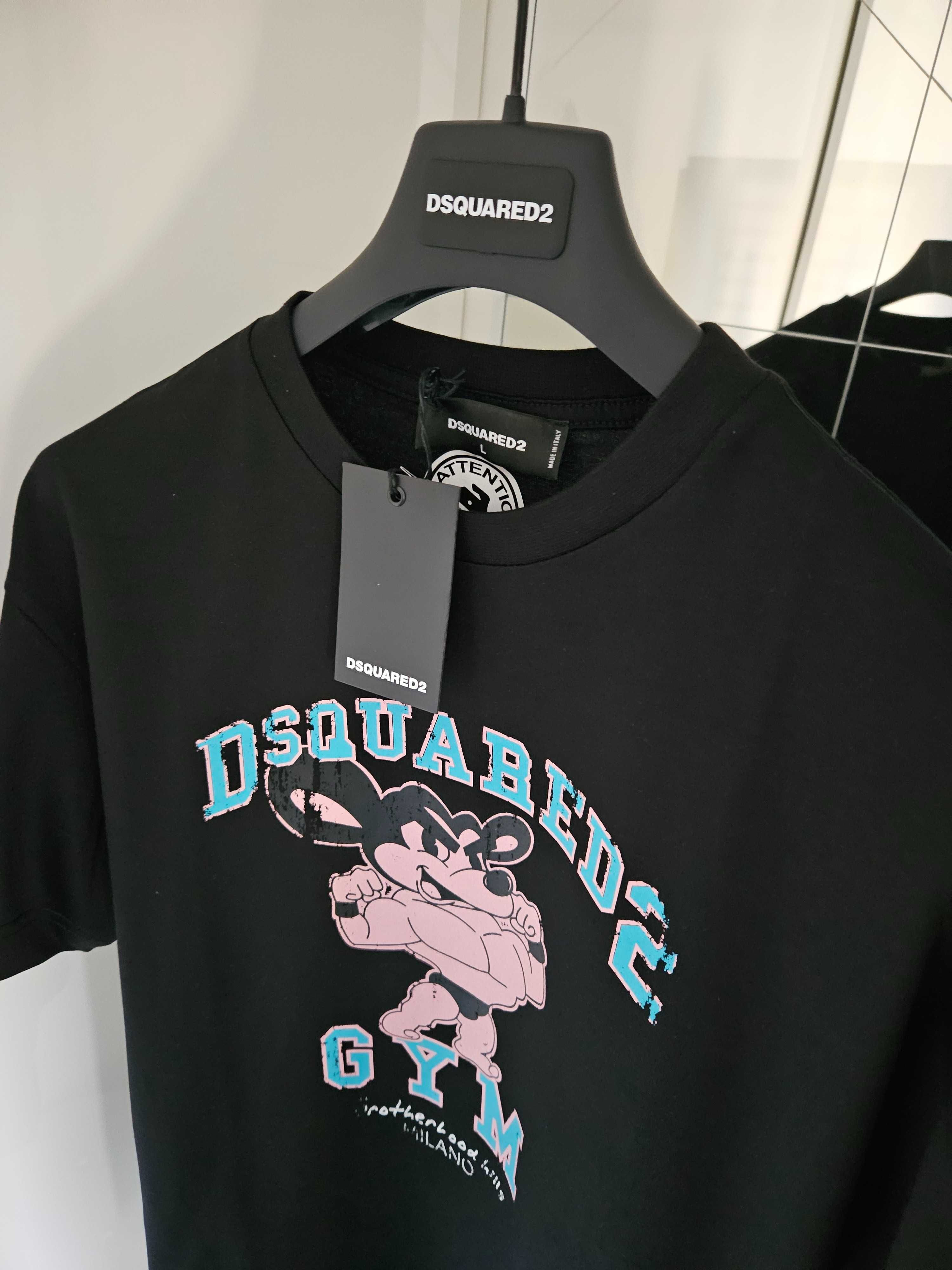 DSQUARED2 T-SHIRT GYM kolor czarny printerd roz. L oryginal