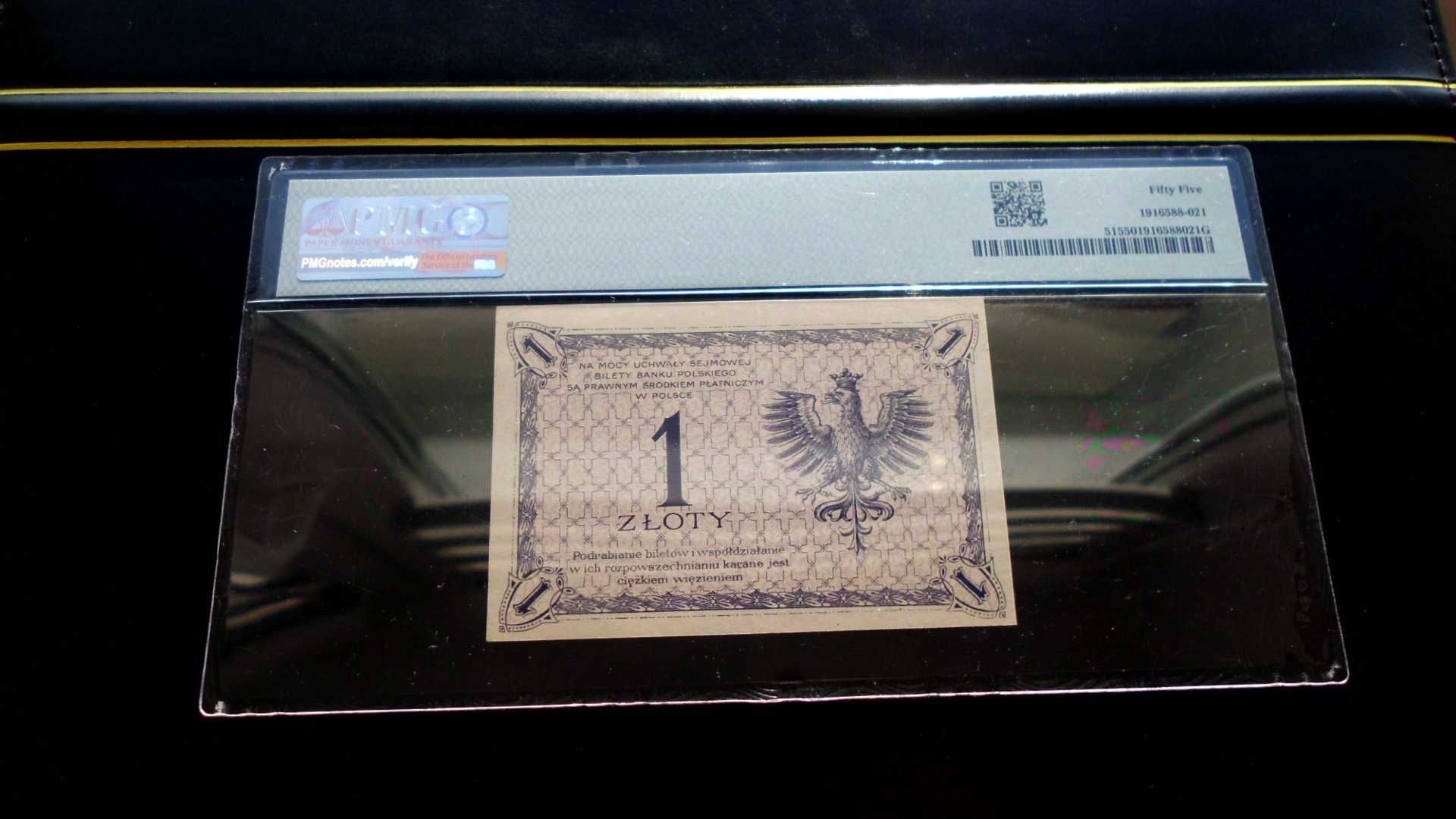 Banknot - 1 złoty 1919 - Kościuszko - PMG 55