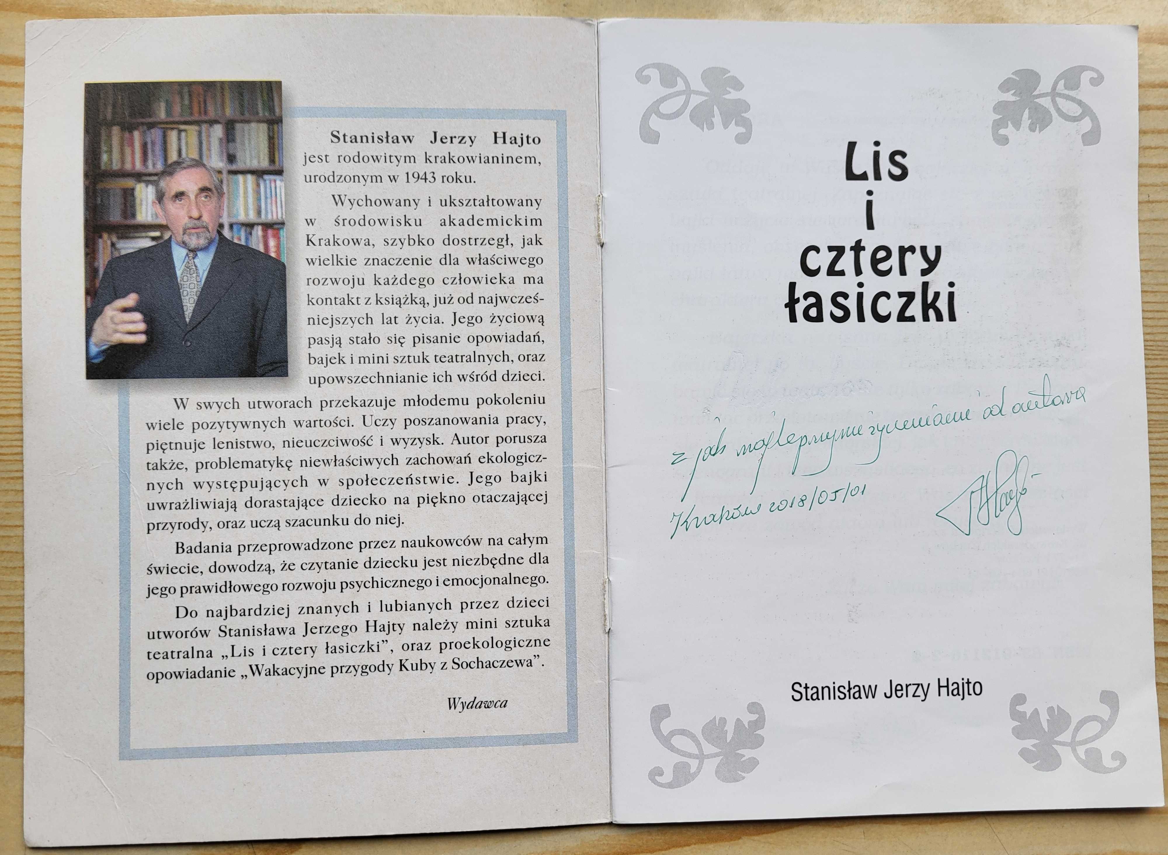 S.J. Hajto "Lis i cztery łasiczki" z AUTOGRAFEM AUTORA - stan BDB!