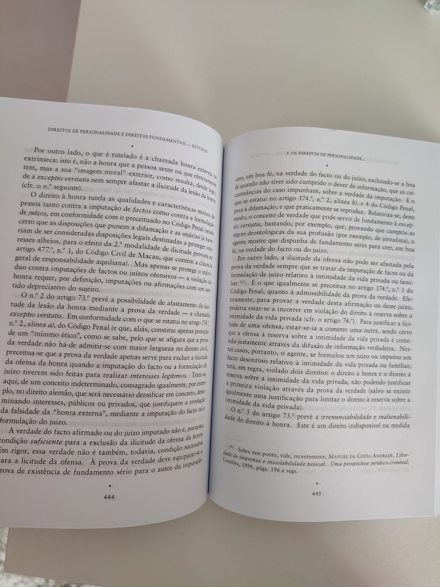 Livro de Direitos de Personalidade e Direitos Fundamentais