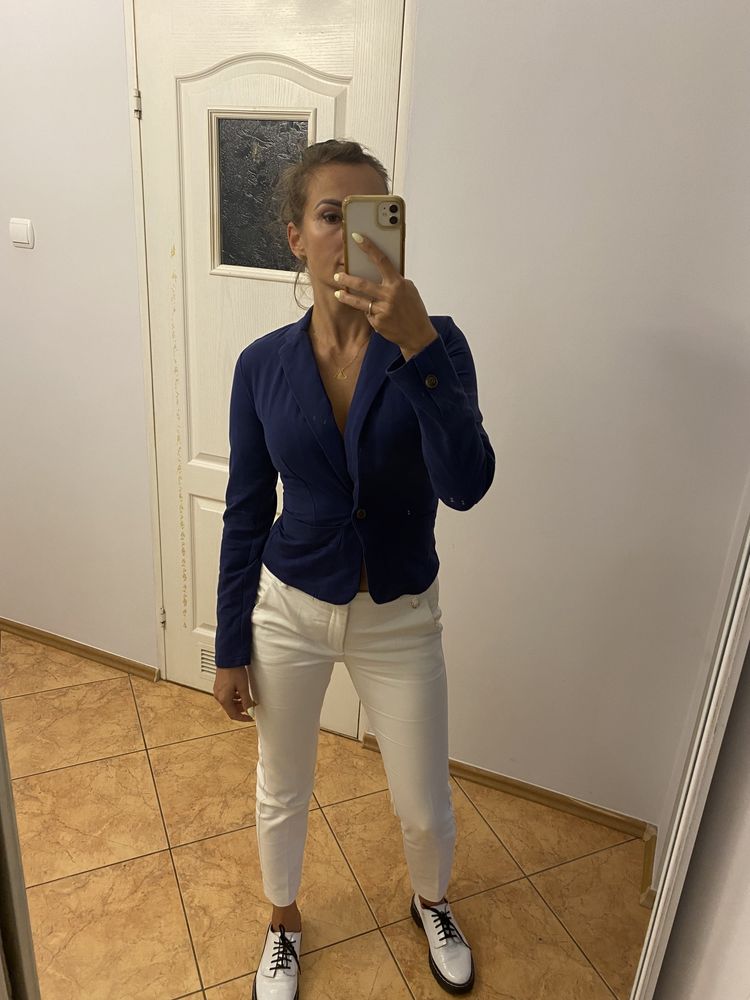 Zara marynarka zakiet garnitur elegancka granat XS 34 marynarska