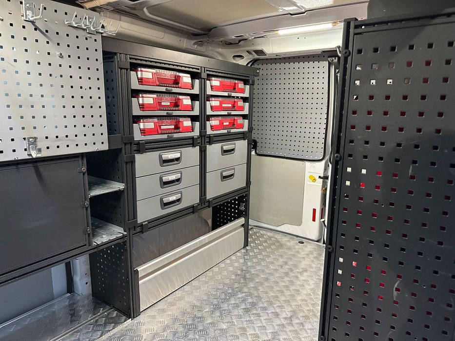 Ford Transit Custom 2.0 TDCI 130KM ZABUDOWA WARSZTATOWA SERWISOWA MODUL SYSTEM  2x Drzwi przesuwne / Warsztat / mobilny serwis / Webasto / Regały