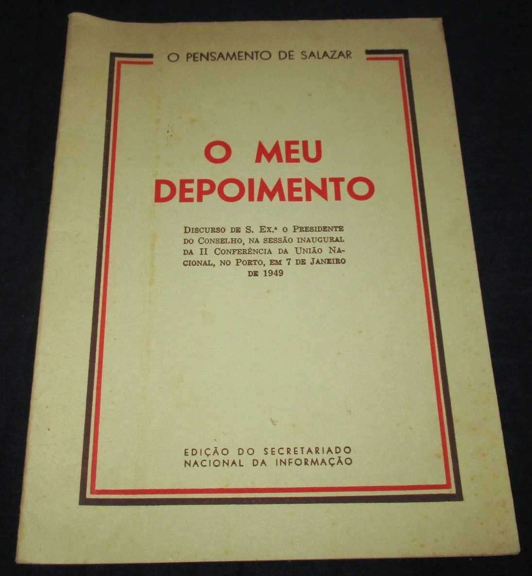 Livro O meu Depoimento O pensamento de Salazar