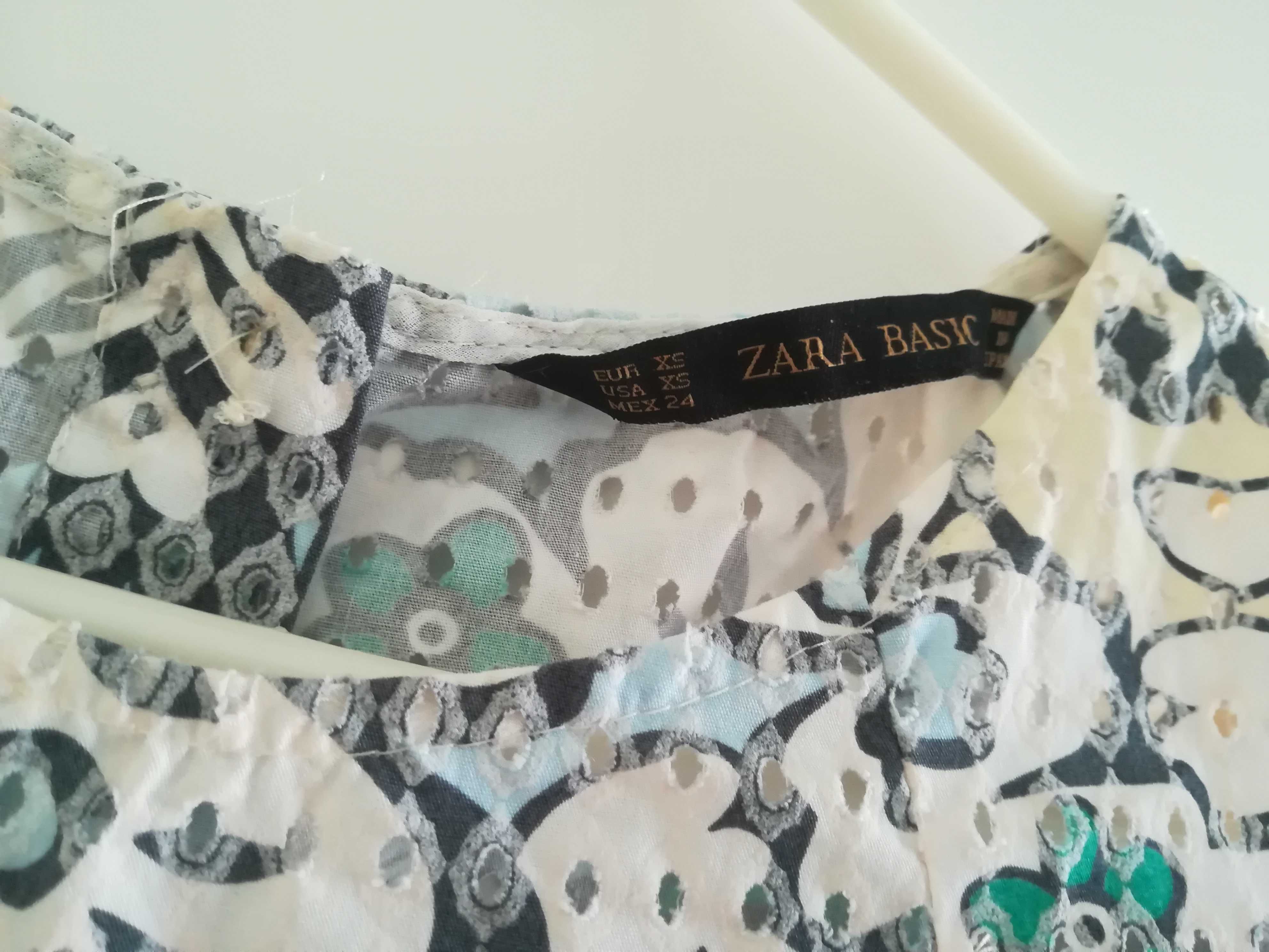 Bluzka Zara 34 XS w kwiaty bez rękawów letnia pastelowa 36 S