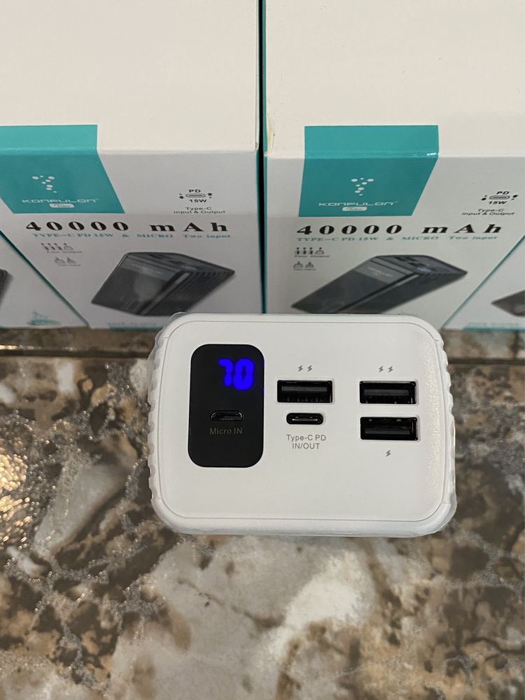 Мощный Power bank 40000. Очень быстрая зарядка! Реальная ёмкость 100%