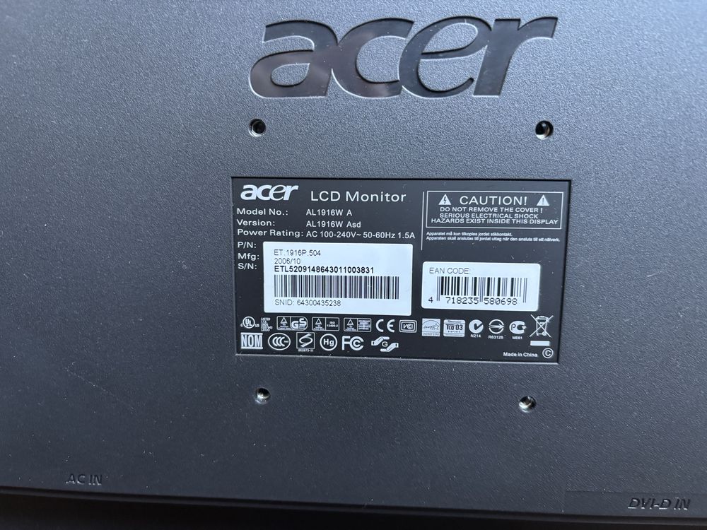 Монітор Acer AL1916w