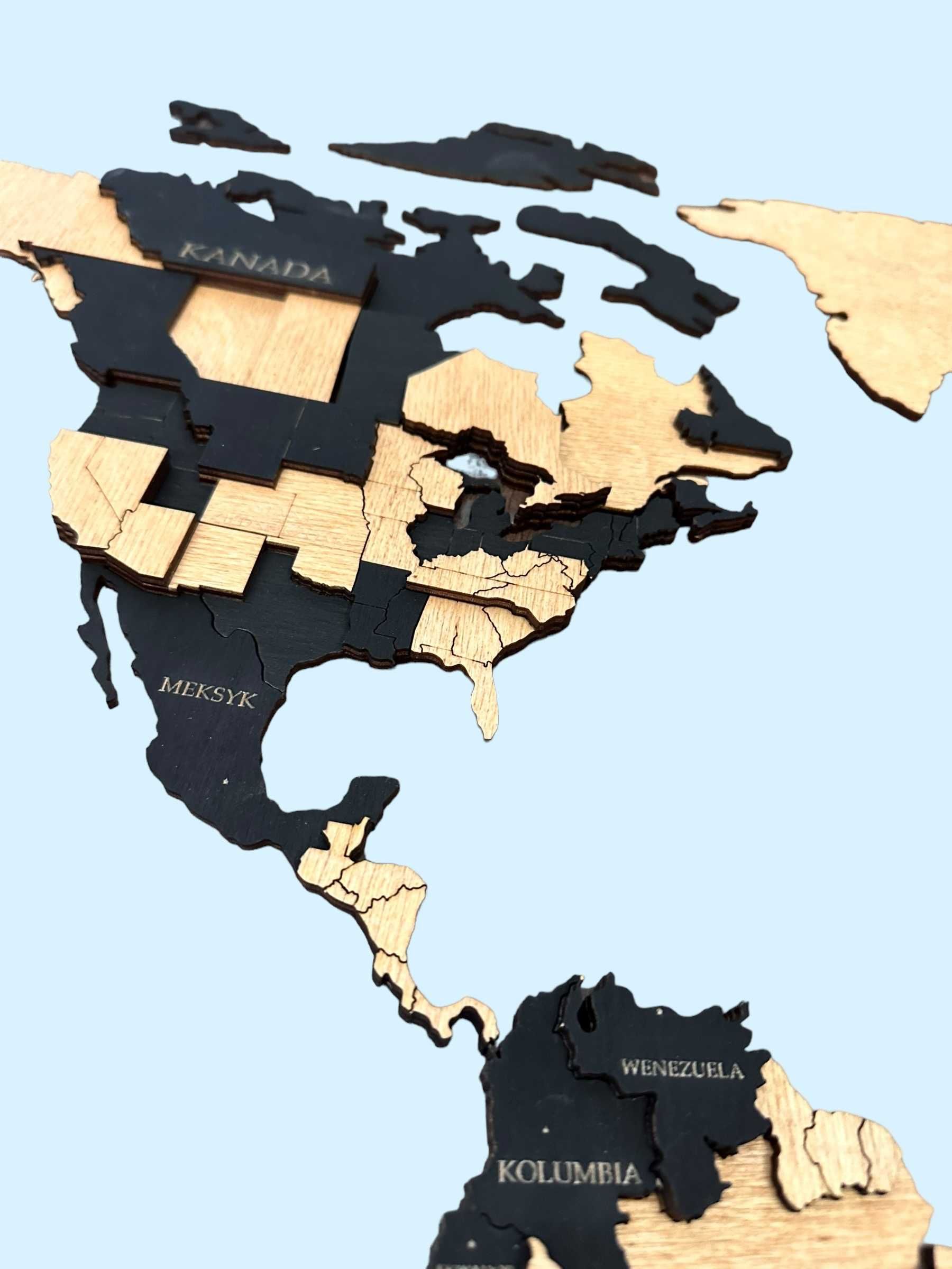 Mapa Świata 3D 150x90 cm, czarny i winchester