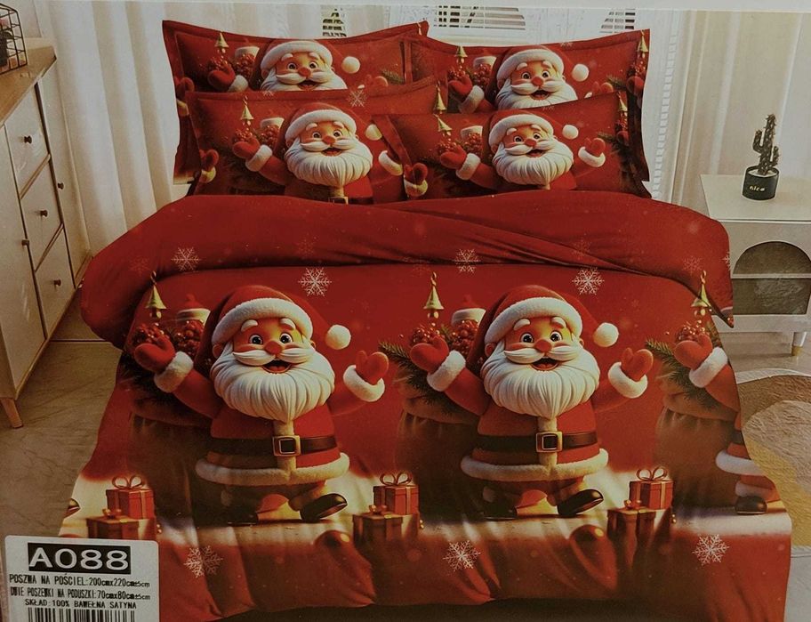 Pościel świąteczna 160x200 Prezent na Mikołajki Boże Narodzenie