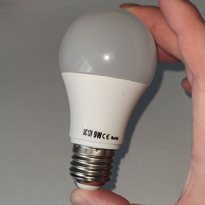 Лампи 12V E27 DC — 9W і 12W + кабель для підключення до павербанку