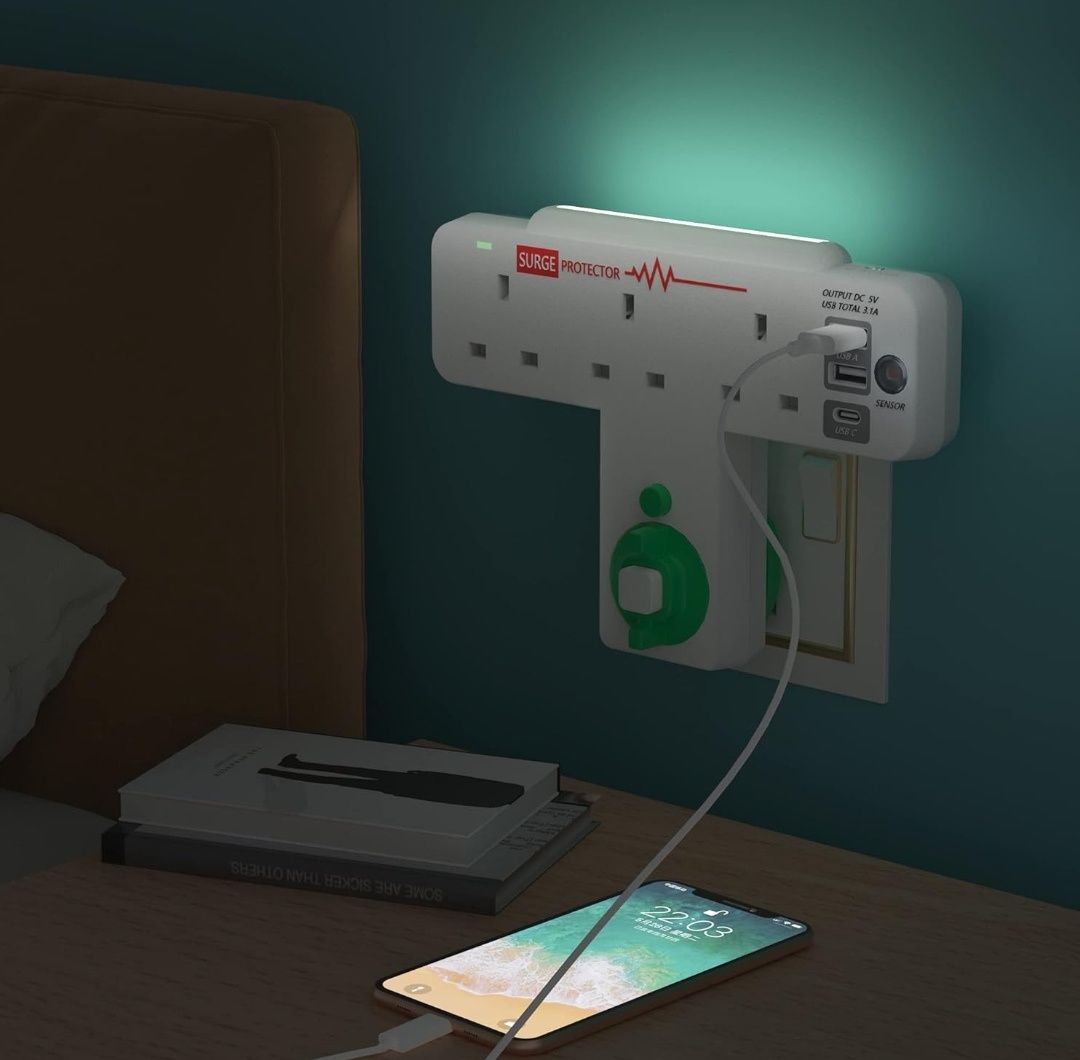 Adapter Aninbo Multi Plug z 3 portami USB, przedłużacz wtyczki do góry