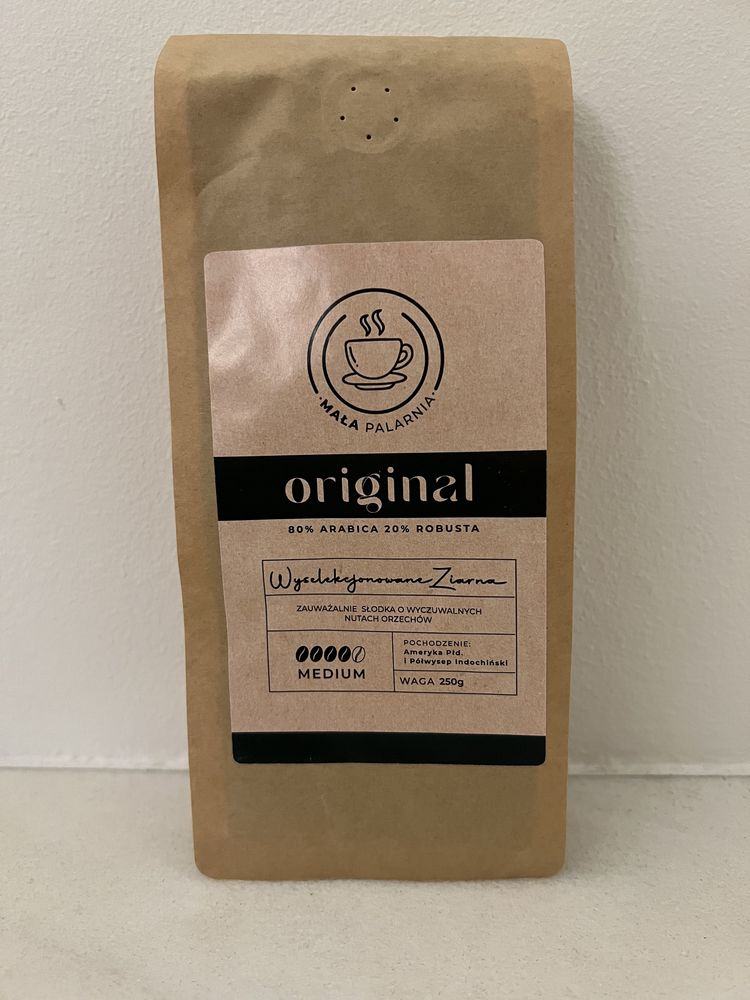 kawa ziarnista mała palarnia 250 g 80% arabica, 20% robusta