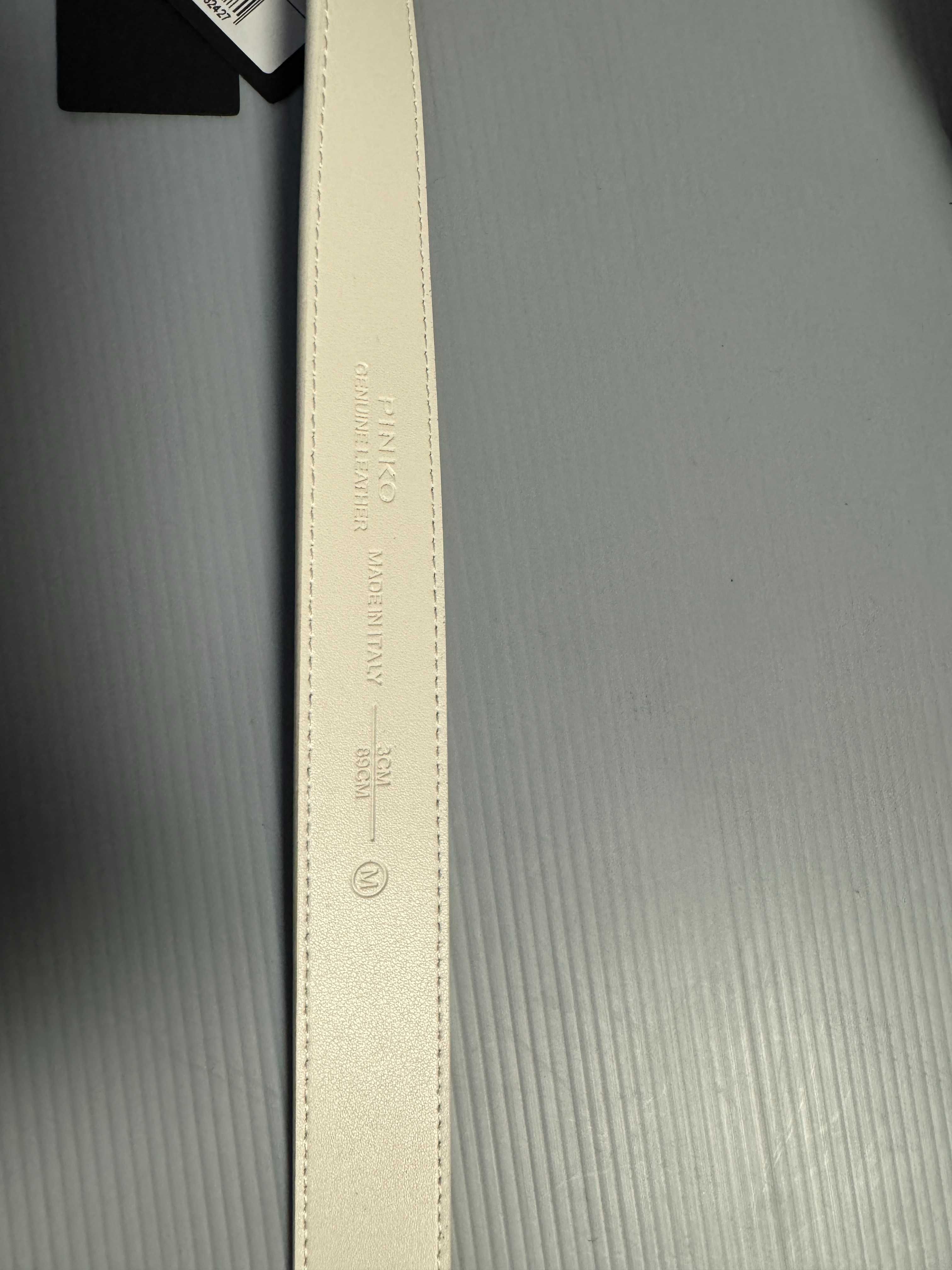 biały pasek pinko skórzany, z pudełkiem rozmiar M i L