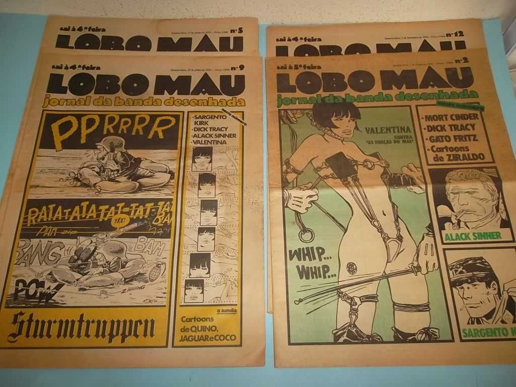 "LOBO MAU", 9 exemplares, Revista nacional de BD de autor (anos 70)