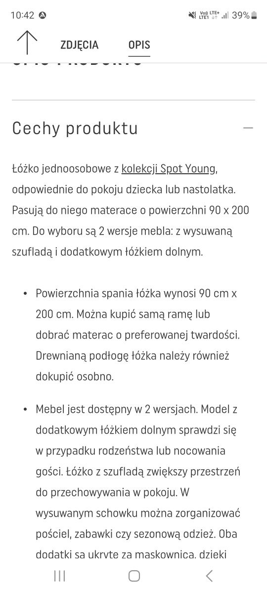 Łóżko pojedyncze Spot Young VOX