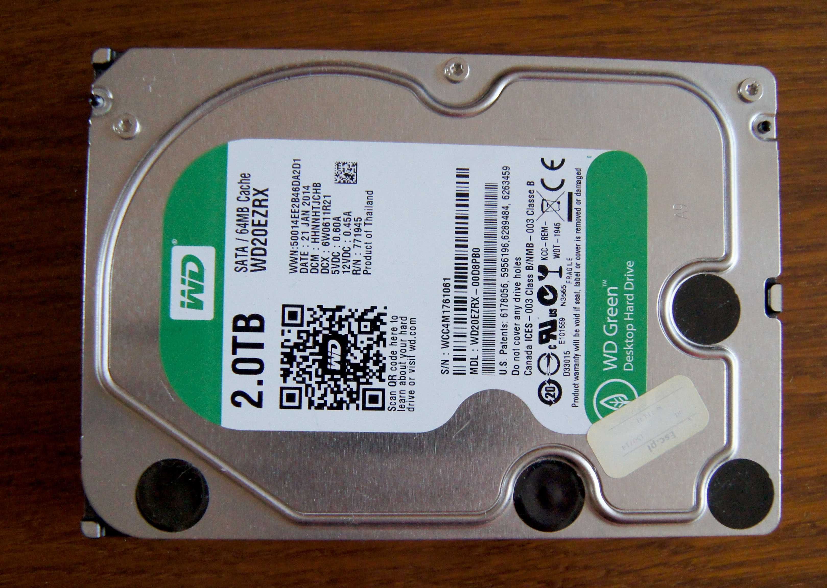 Dysk SATA HDD 2TB 3.5" WD WD20EZRX-00D8PB0