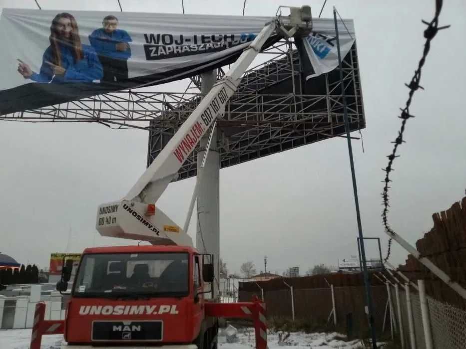 prace na wysokościach, kosz, zwyżka, podnośnik koszowy