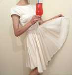 Nowa biała sukienka z klosza, krótki rękaw, New Luxurious white dress
