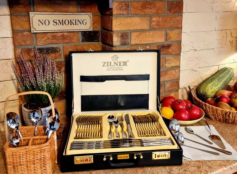 komplet sztućców Zilner ZL-6505 dla 12os. 72 elementy + CZARNA WALIZKA