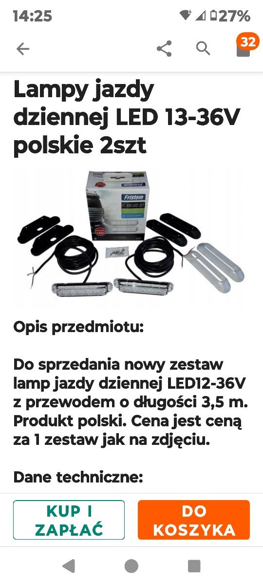 Lampy jazdy dziennej LED polskie fristom FT-300