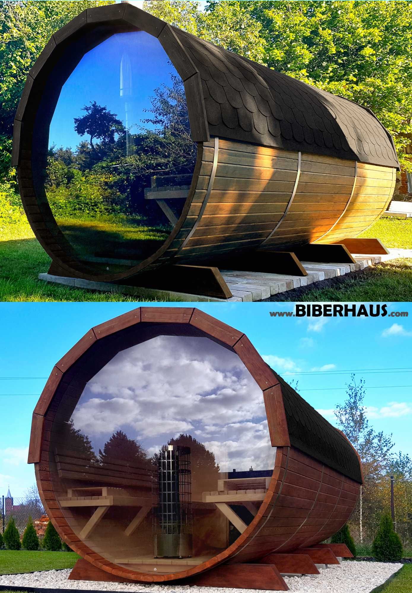 SAUNA Ogrodowa 400 cm + OKNO 100% + GRATIS Beczka 500L + Akcesoria