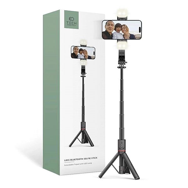Tech-Protect L05S Wireless Selfie Stick Tripod & Led Light Black