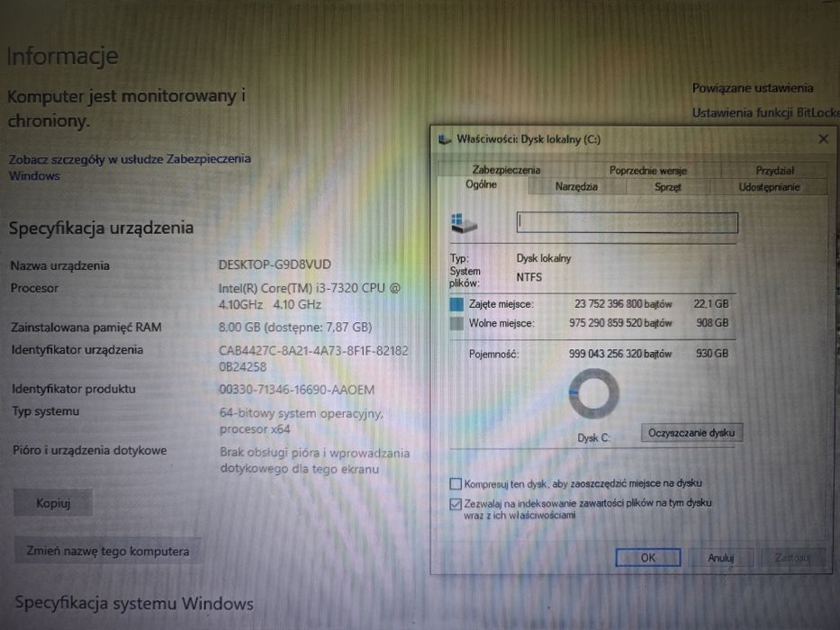 Komputer stacjonarny biurowy komplet gotowy do pracy. 8gb ram 1tb ssd